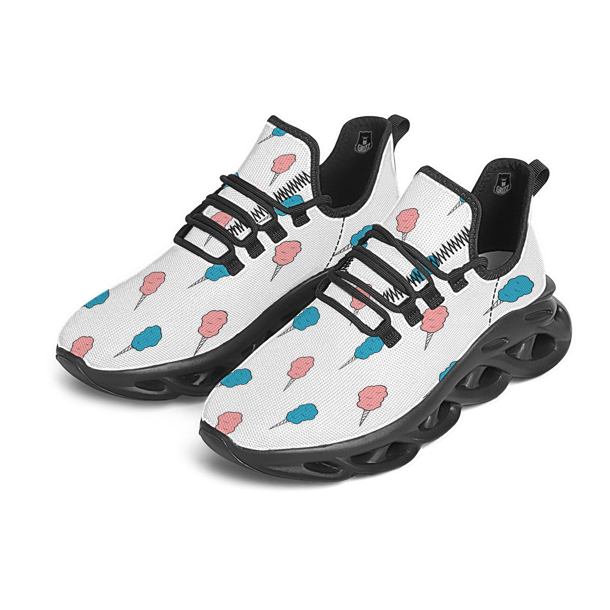 Cotton Candy Blue And Pink Print Pattern Black Running Shoes-grizzshop