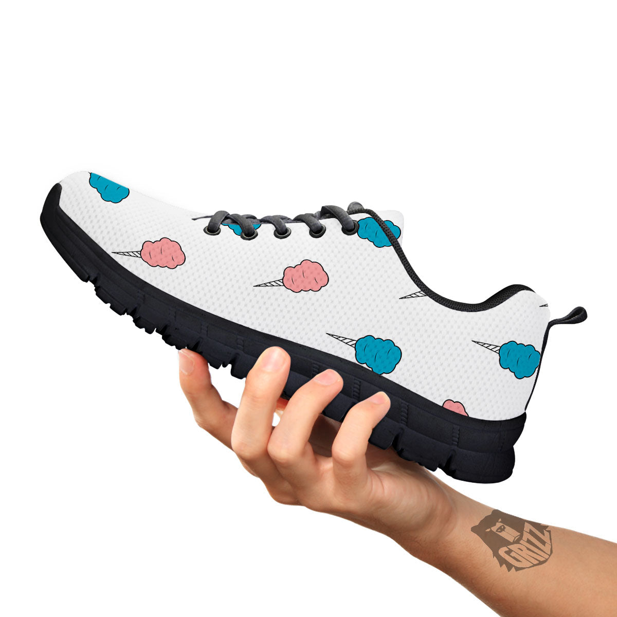 Cotton Candy Blue And Pink Print Pattern Black Sneaker-grizzshop