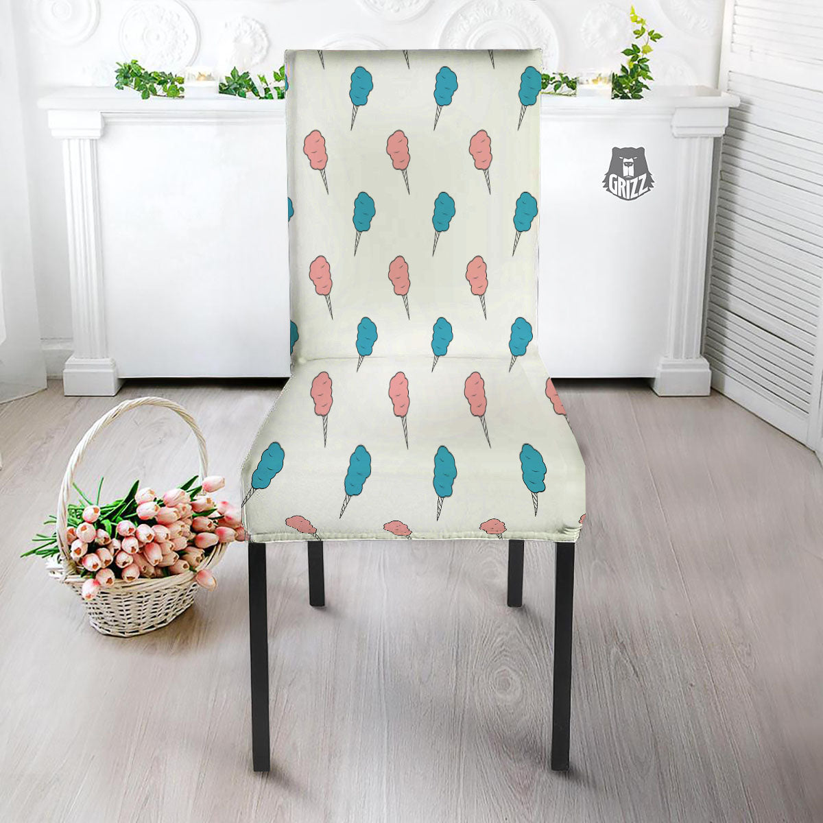Cotton Candy Blue And Pink Print Pattern Dining Chair Slipcover-grizzshop