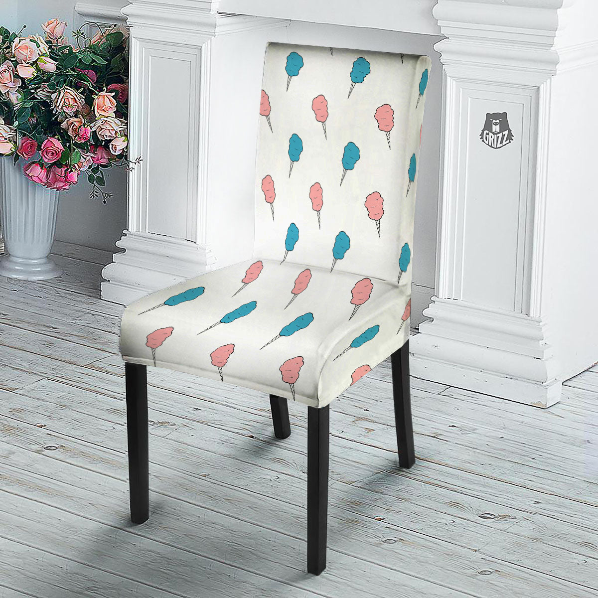 Cotton Candy Blue And Pink Print Pattern Dining Chair Slipcover-grizzshop