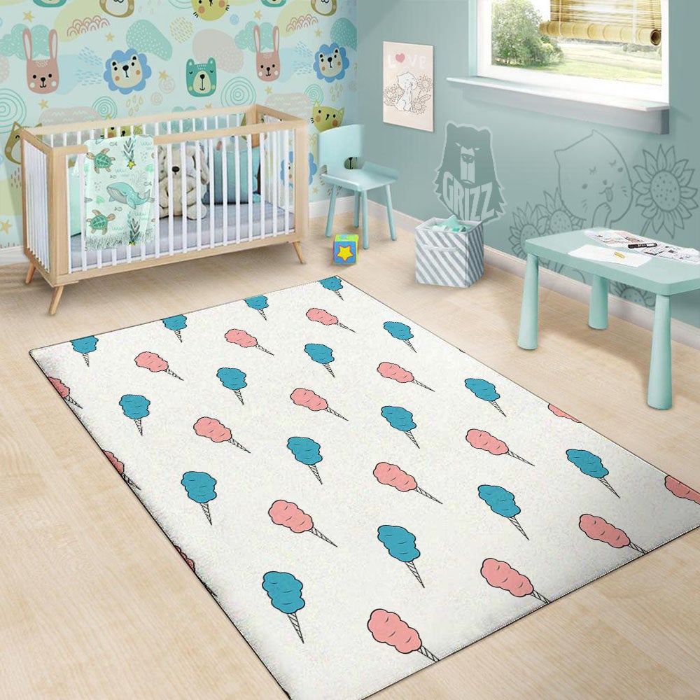 Cotton Candy Blue And Pink Print Pattern Floor Mat-grizzshop
