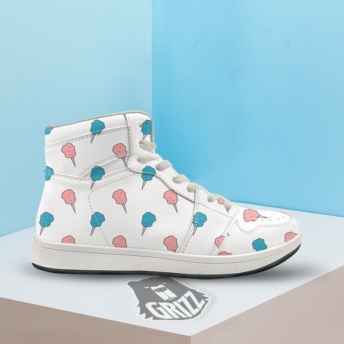 Cotton Candy Blue And Pink Print Pattern High Top Sneakers-grizzshop