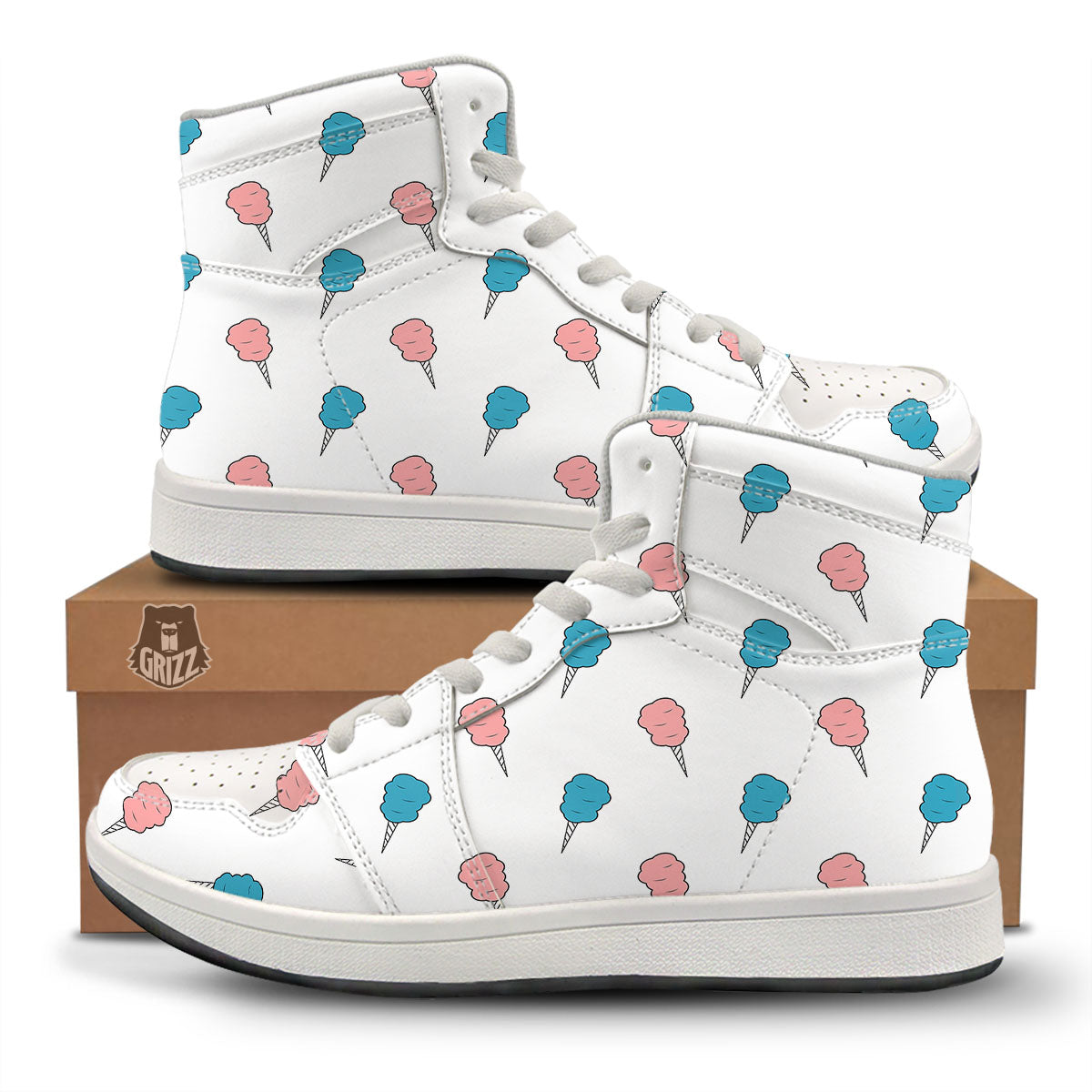 Cotton Candy Blue And Pink Print Pattern High Top Sneakers-grizzshop