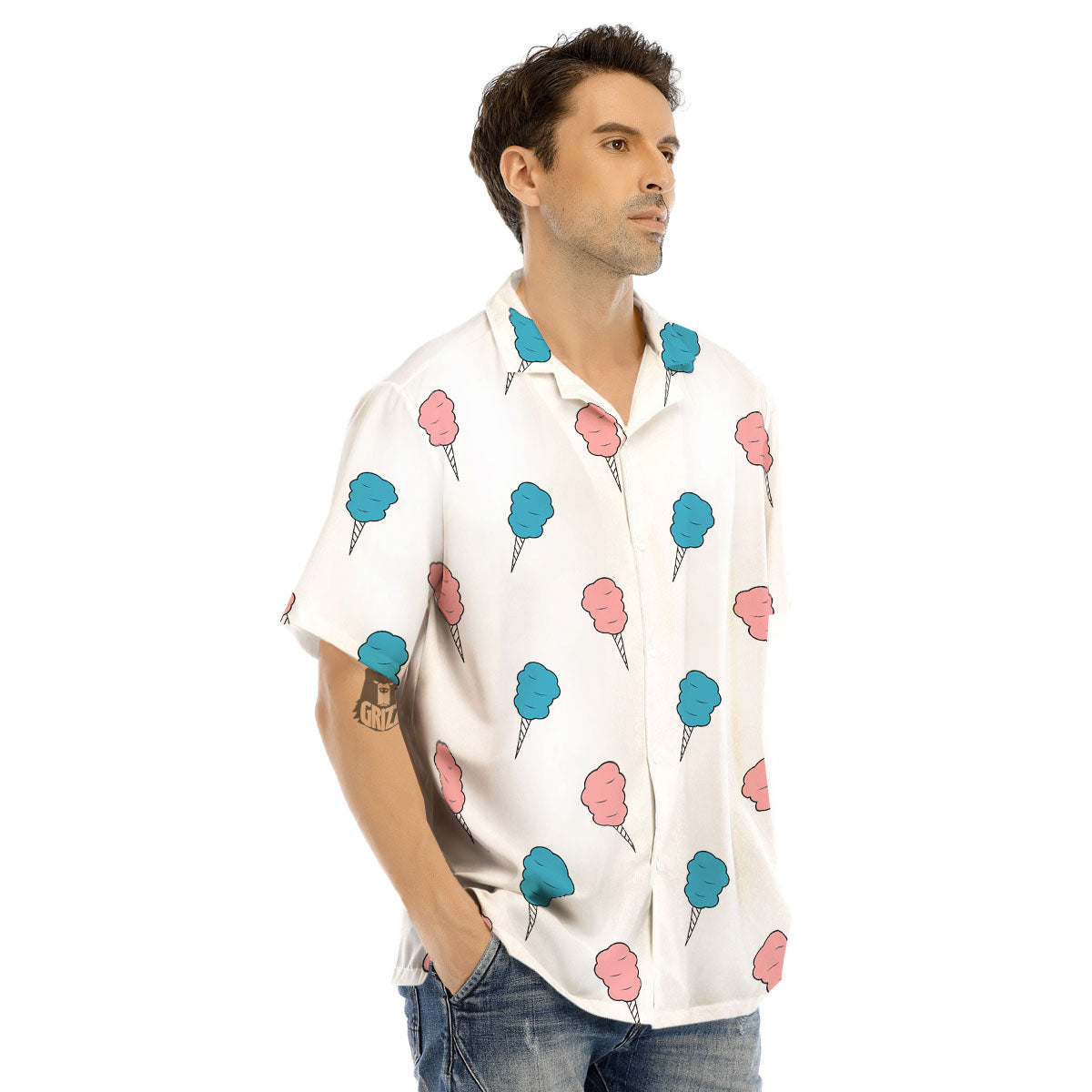 Cotton Candy Blue And Pink Print Pattern Men's Hawaiian Shirt-grizzshop