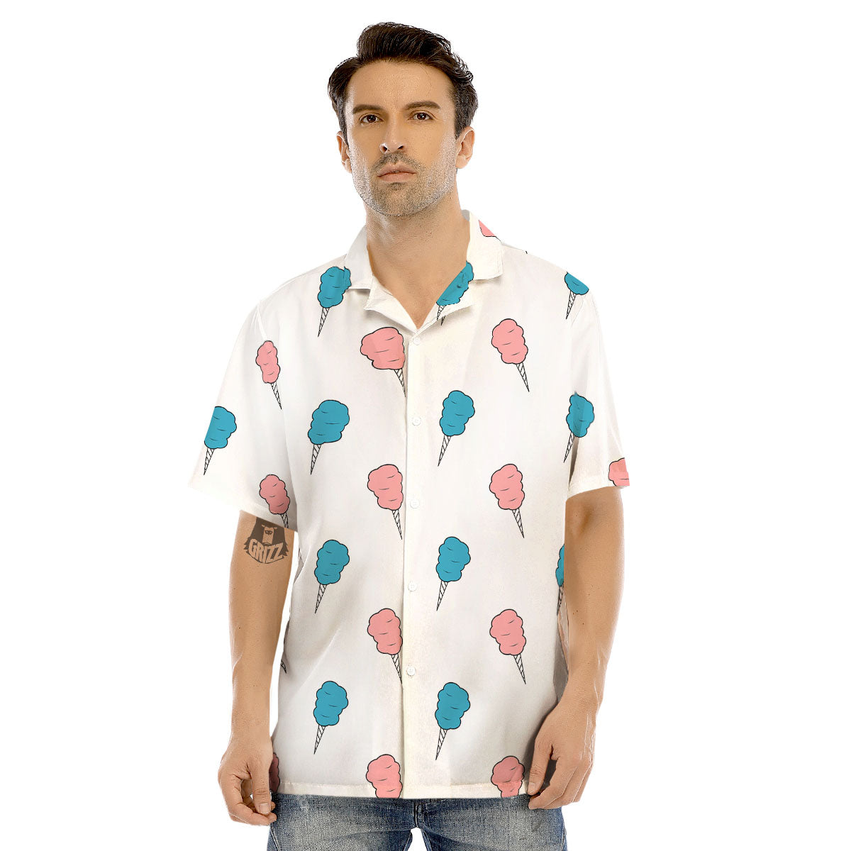 Cotton Candy Blue And Pink Print Pattern Men's Hawaiian Shirt-grizzshop