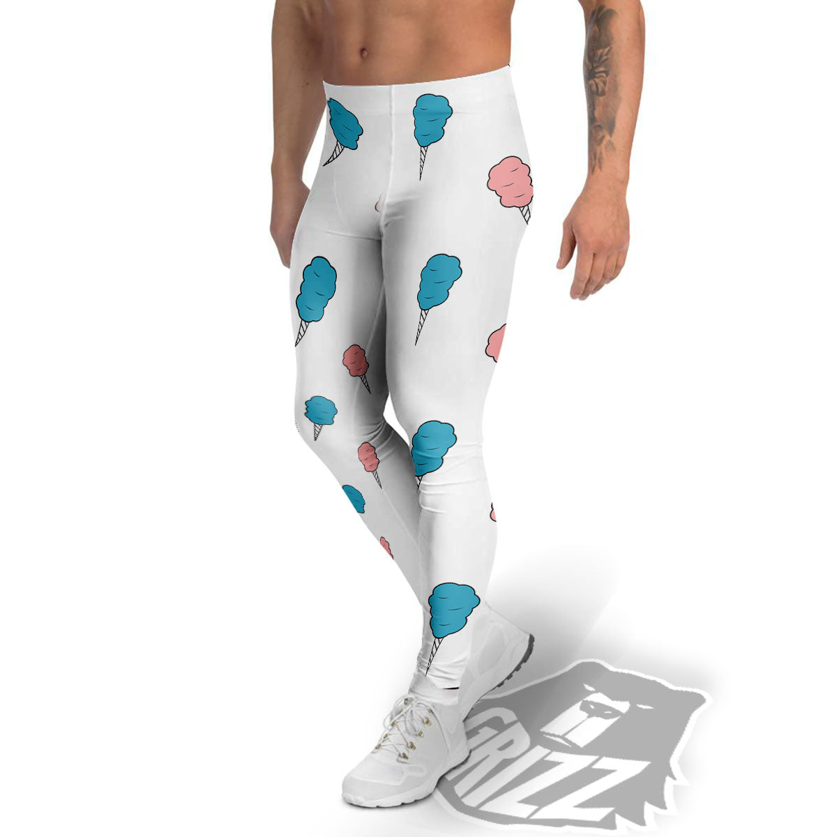 Cotton Candy Blue And Pink Print Pattern Men's Leggings-grizzshop