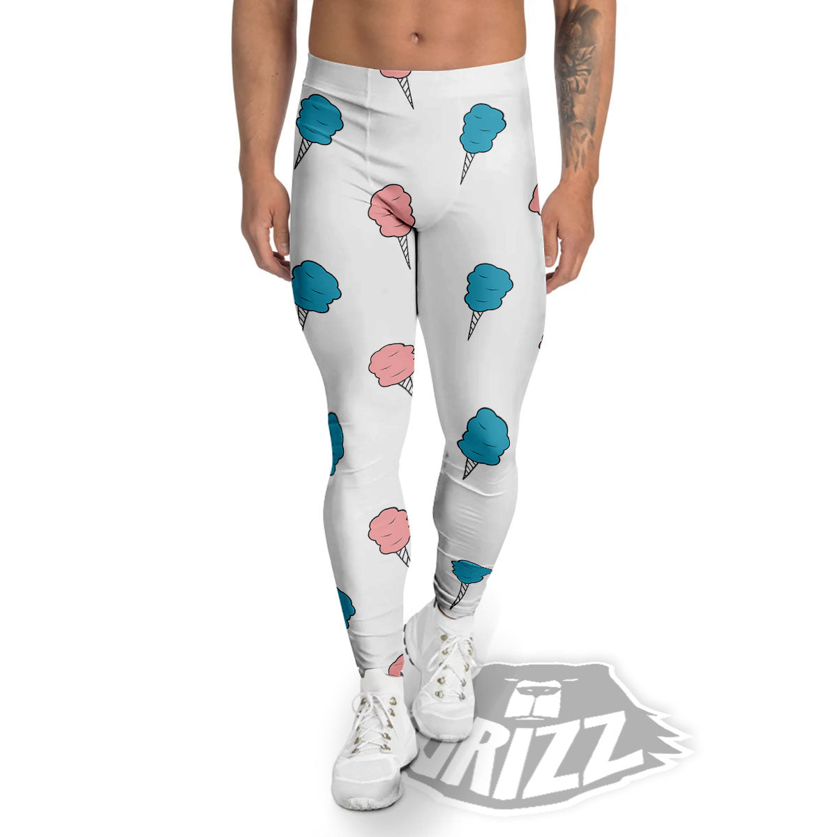 Cotton Candy Blue And Pink Print Pattern Men's Leggings-grizzshop