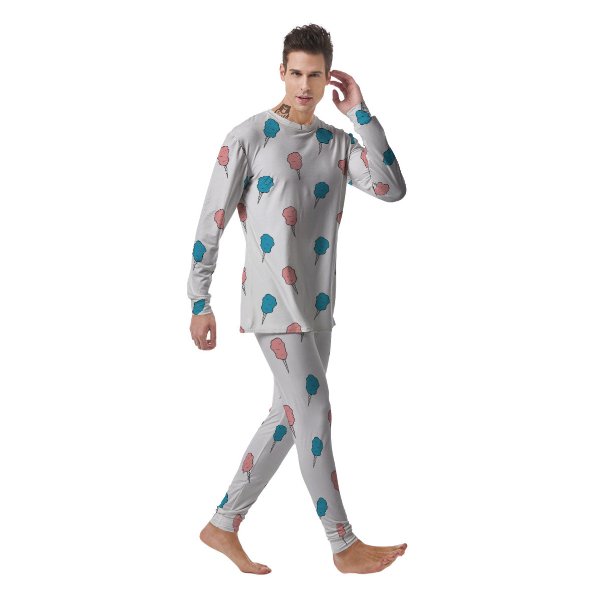 Cotton Candy Blue And Pink Print Pattern Men's Pajamas-grizzshop