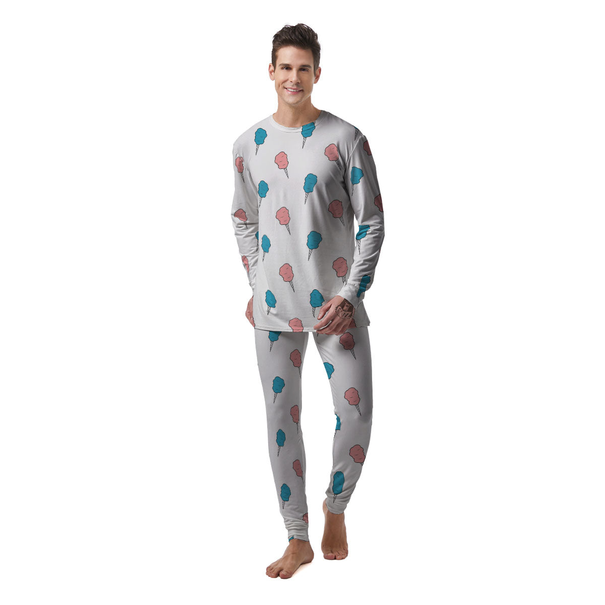Cotton Candy Blue And Pink Print Pattern Men's Pajamas-grizzshop