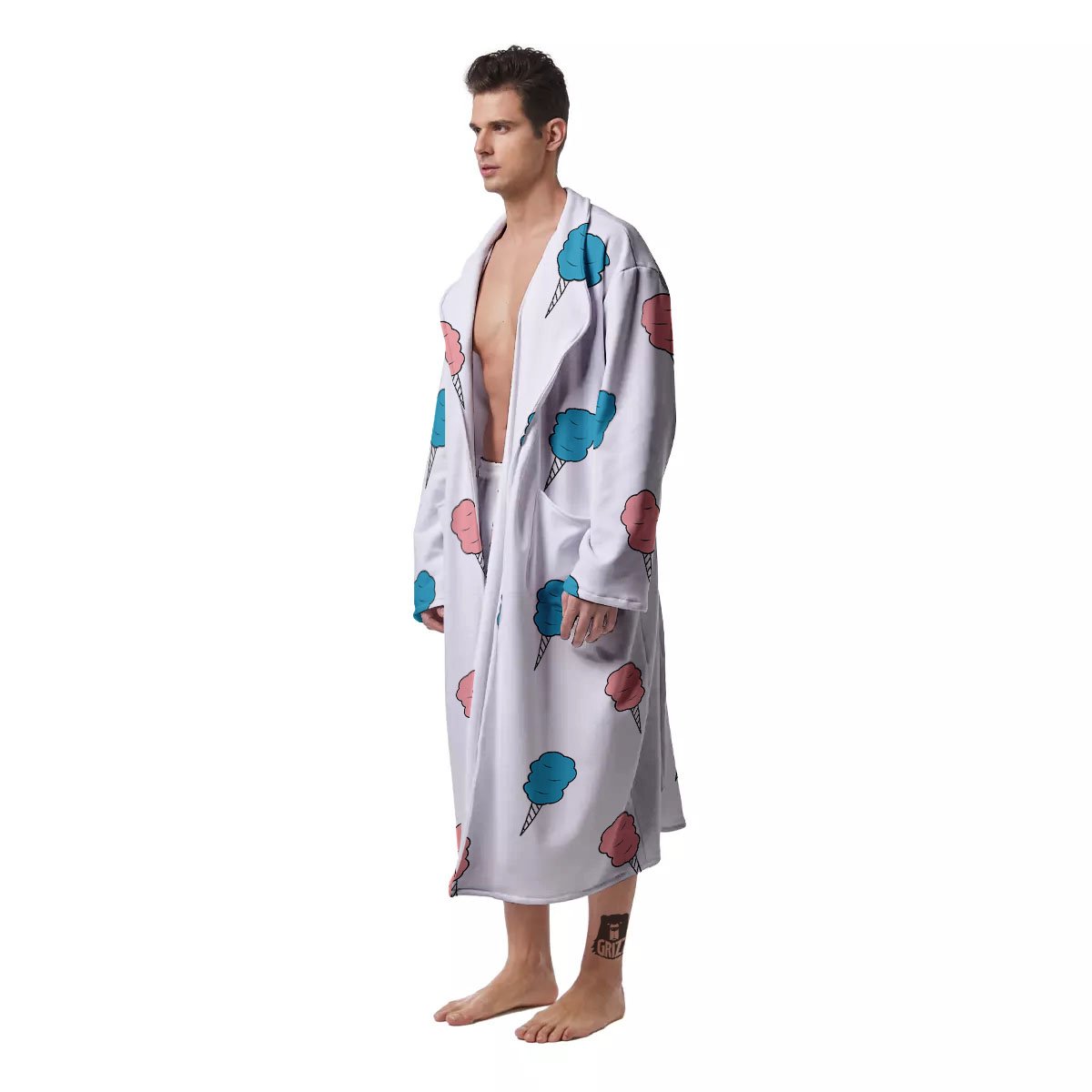 Cotton Candy Blue And Pink Print Pattern Men's Robe-grizzshop