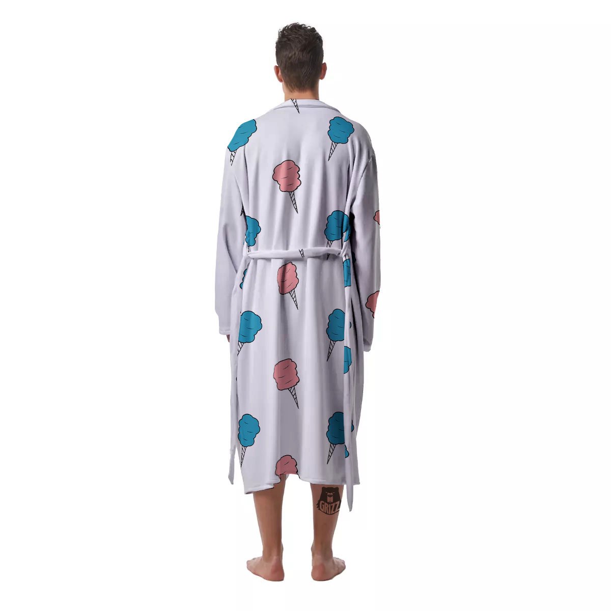 Cotton Candy Blue And Pink Print Pattern Men's Robe-grizzshop