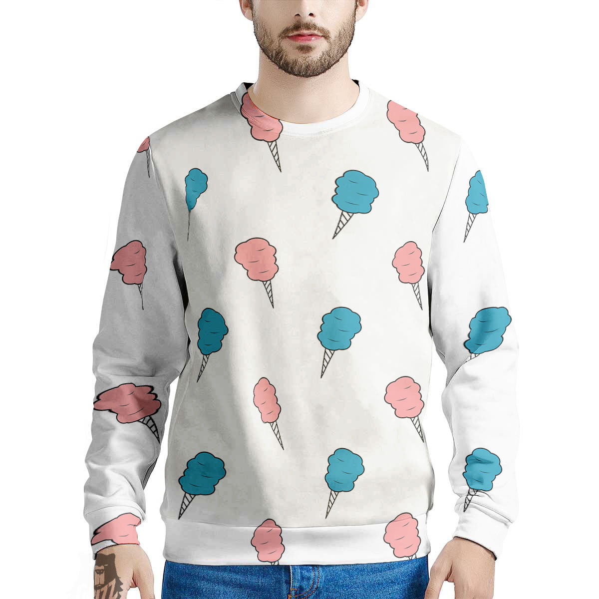 Cotton Candy Blue And Pink Print Pattern Men's Sweatshirt-grizzshop