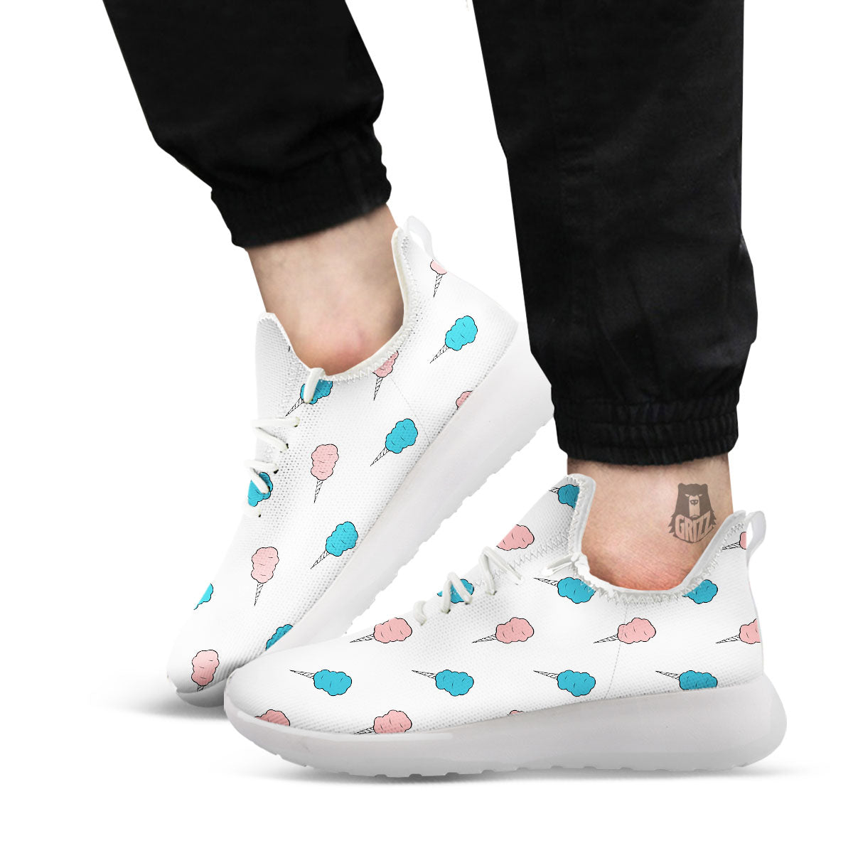 Cotton Candy Blue And Pink Print Pattern White Athletic Shoes-grizzshop