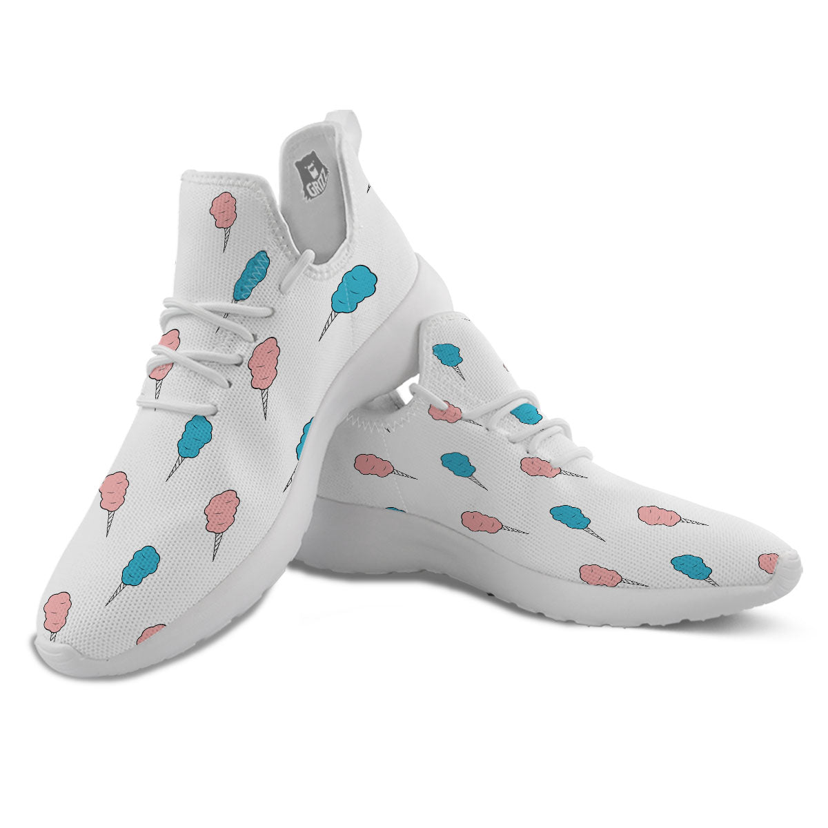 Cotton Candy Blue And Pink Print Pattern White Athletic Shoes-grizzshop