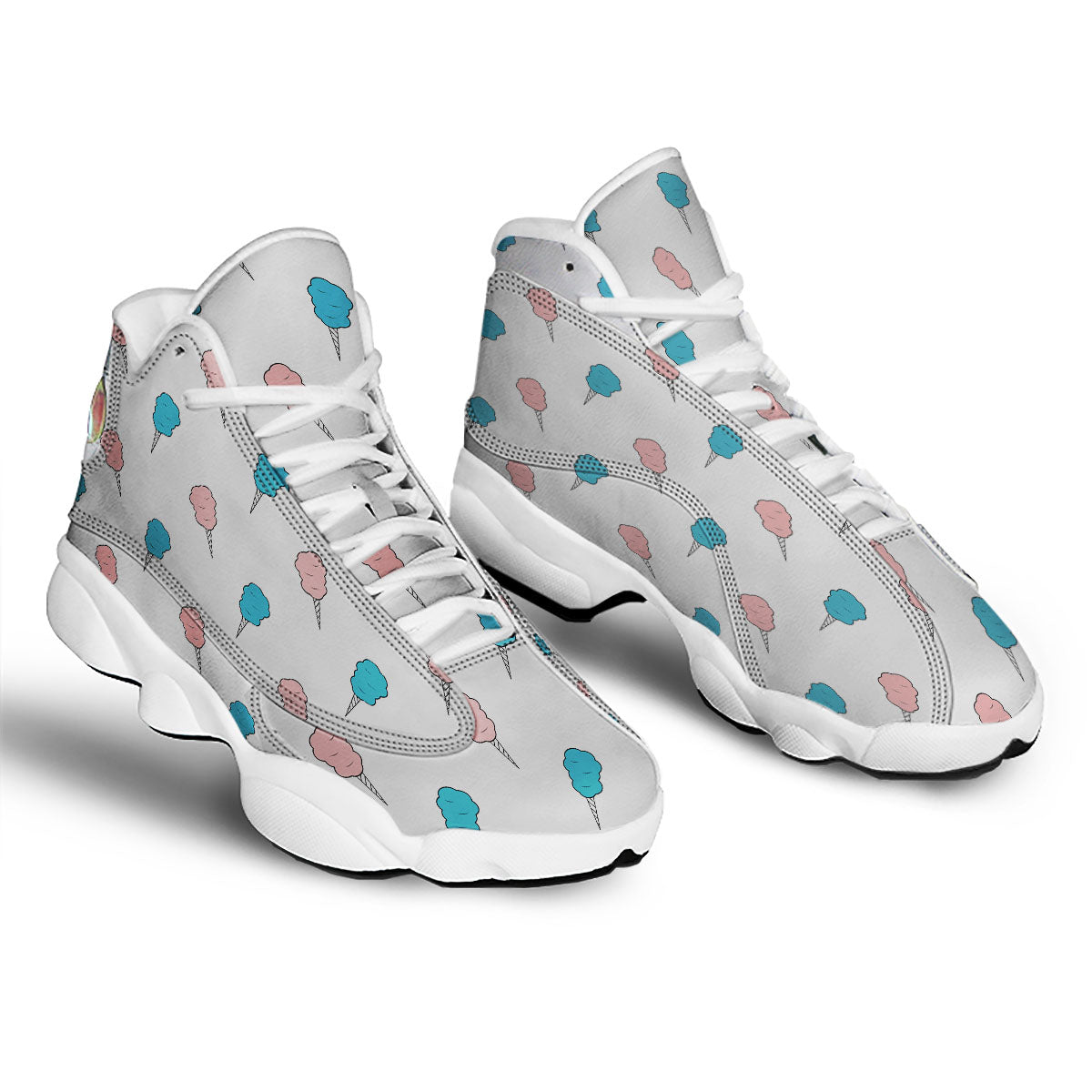 Cotton Candy Blue And Pink Print Pattern White Basketball Shoes-grizzshop