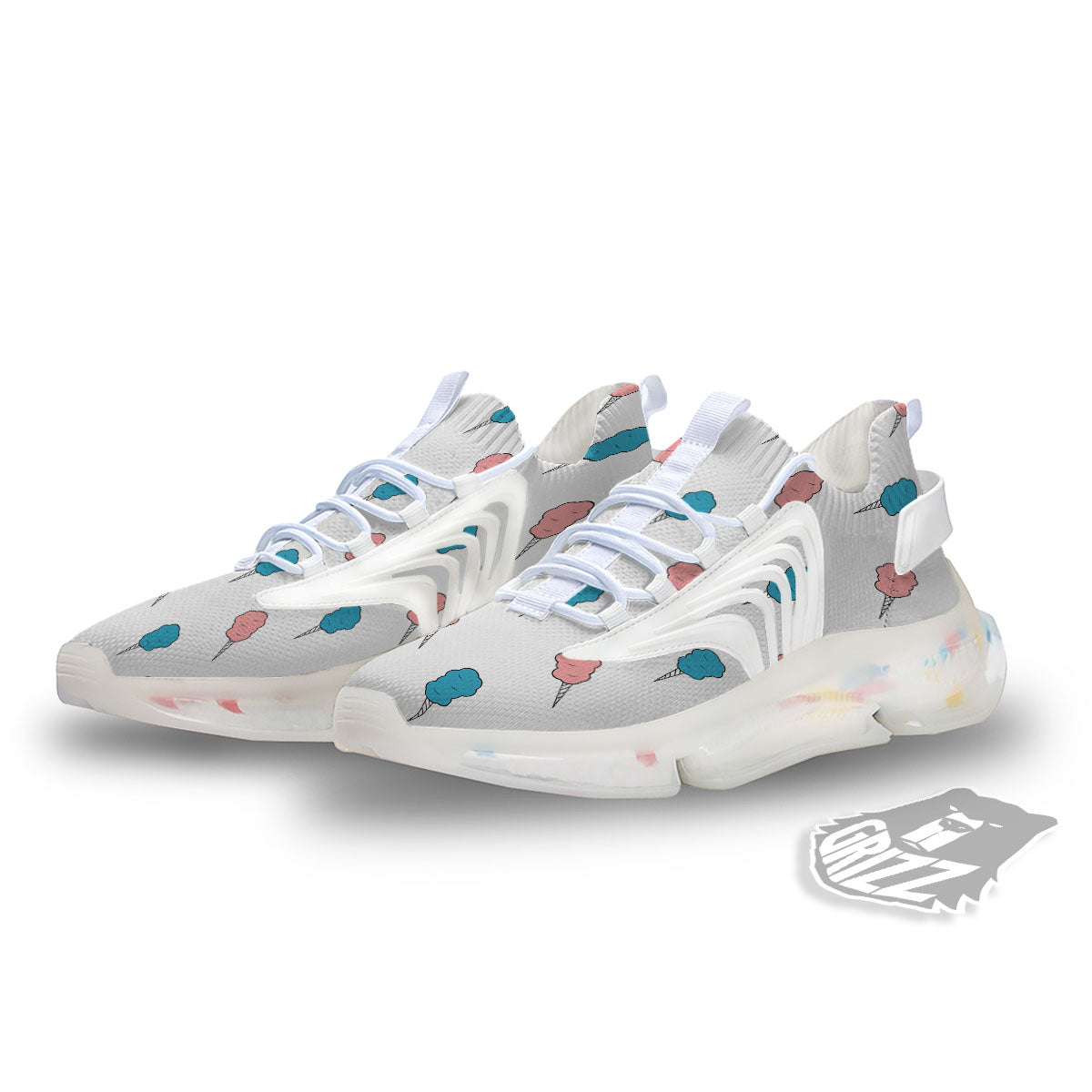 Cotton Candy Blue And Pink Print Pattern White Gym Shoes-grizzshop