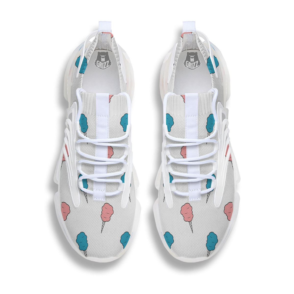 Cotton Candy Blue And Pink Print Pattern White Gym Shoes-grizzshop