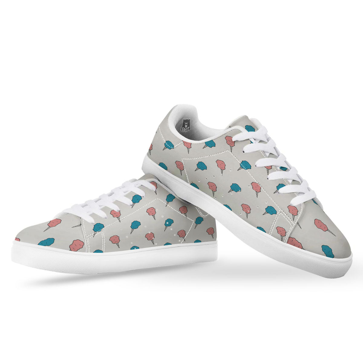 Cotton Candy Blue And Pink Print Pattern White Low Top Sneakers-grizzshop