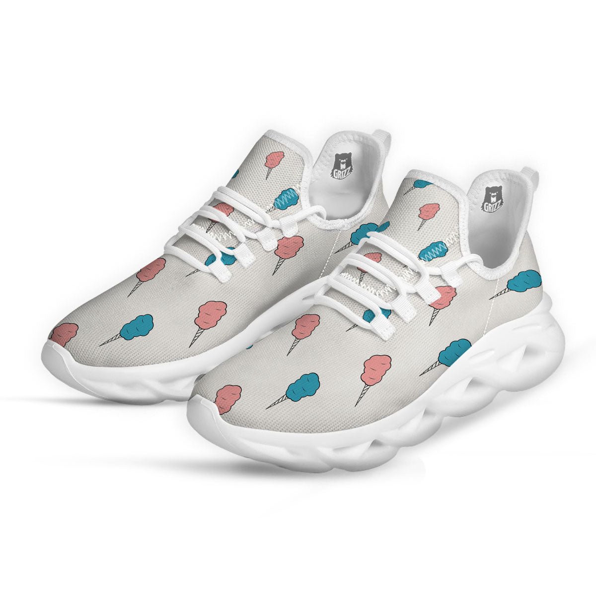Cotton Candy Blue And Pink Print Pattern White Running Shoes-grizzshop