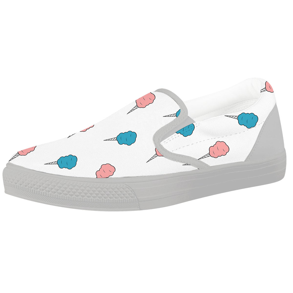 Cotton Candy Blue And Pink Print Pattern White Slip On Shoes-grizzshop