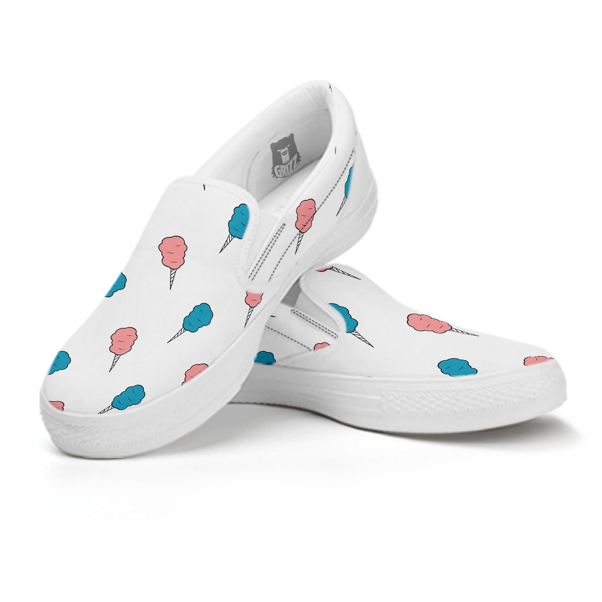 Cotton Candy Blue And Pink Print Pattern White Slip On Shoes-grizzshop