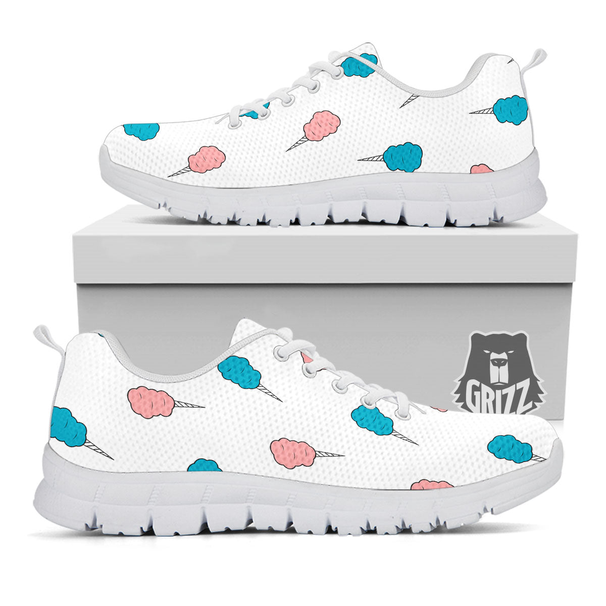 Cotton Candy Blue And Pink Print Pattern White Sneaker-grizzshop
