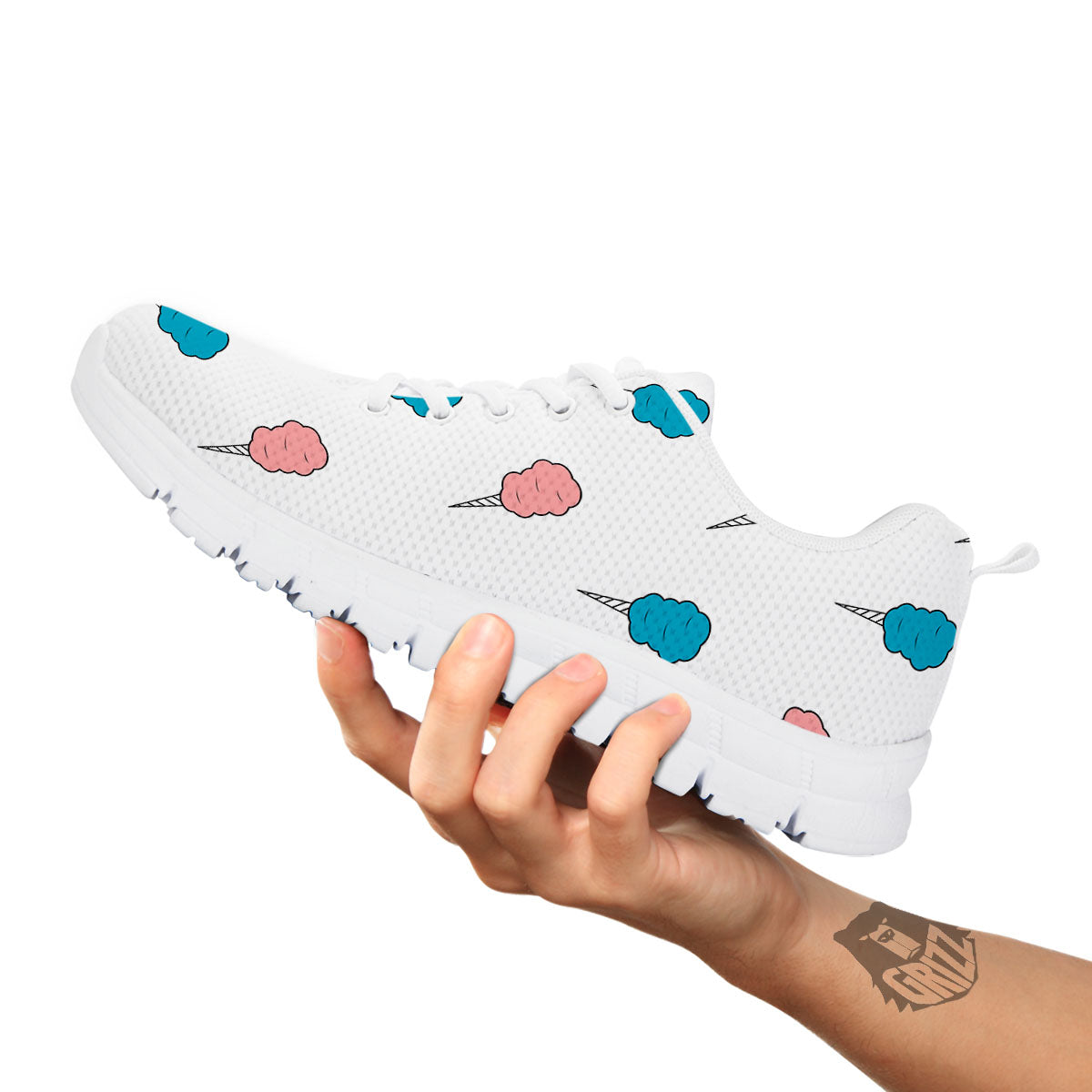 Cotton Candy Blue And Pink Print Pattern White Sneaker-grizzshop
