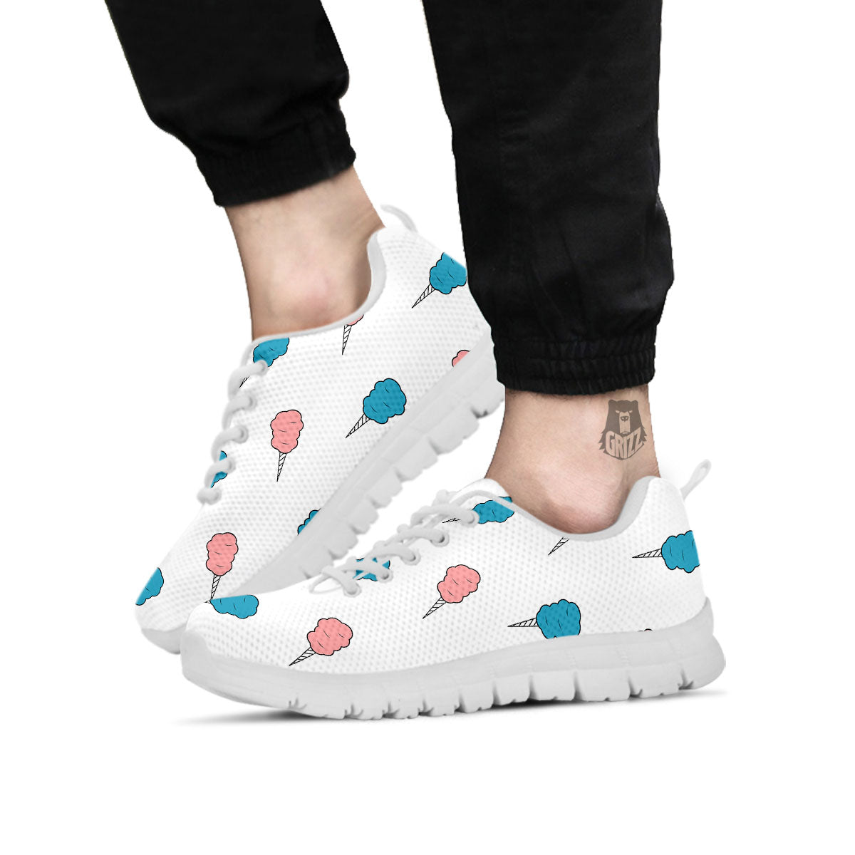 Cotton Candy Blue And Pink Print Pattern White Sneaker-grizzshop