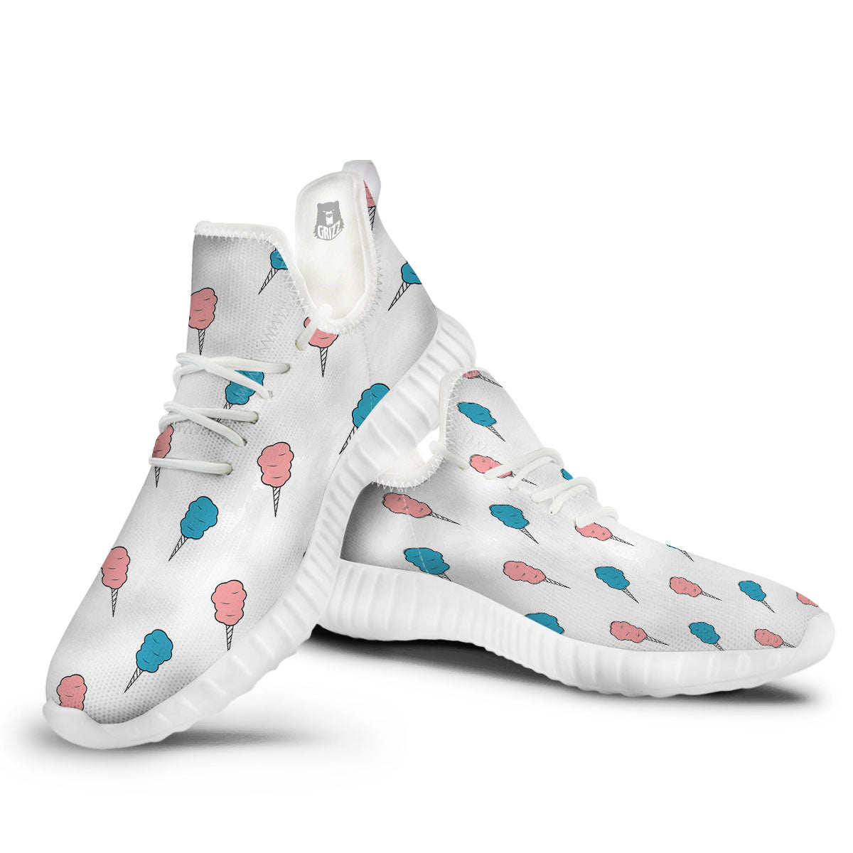 Cotton Candy Blue And Pink Print Pattern White Walking Shoes-grizzshop