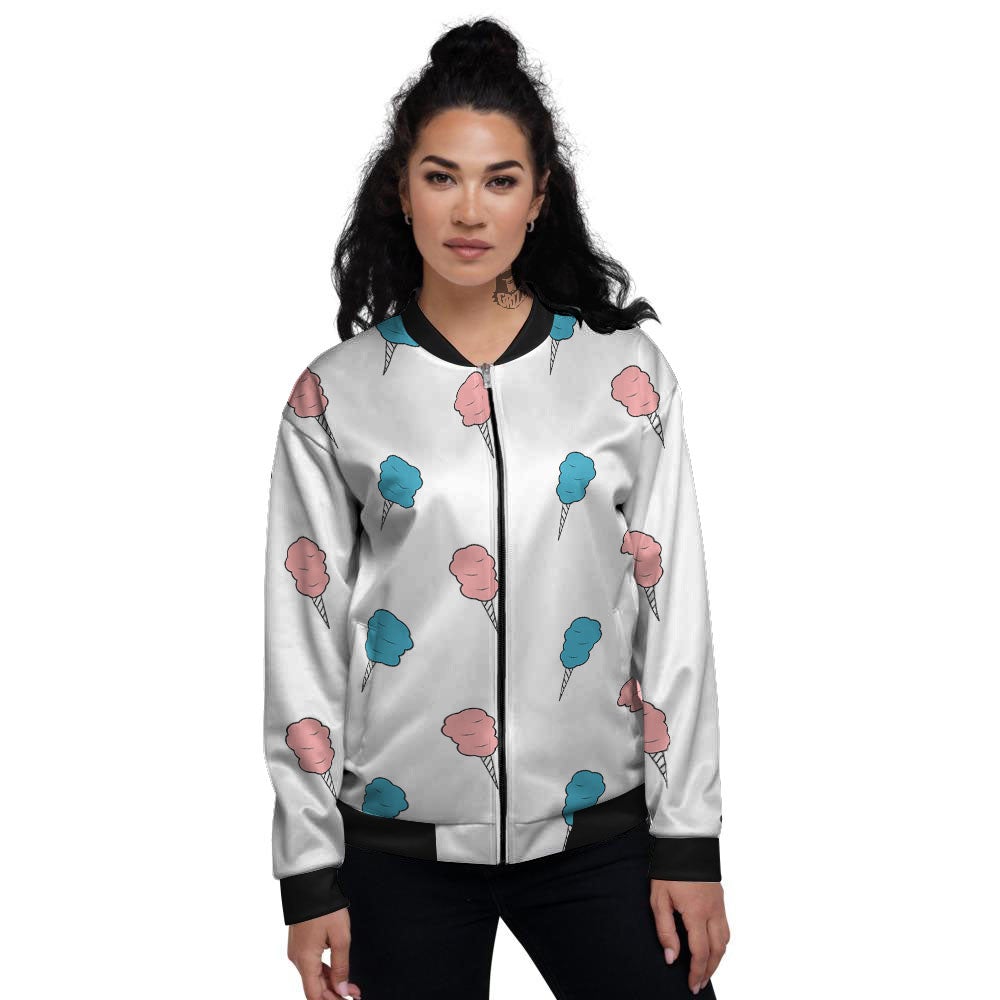 Cotton Candy Blue And Pink Print Pattern Women's Bomber Jacket-grizzshop