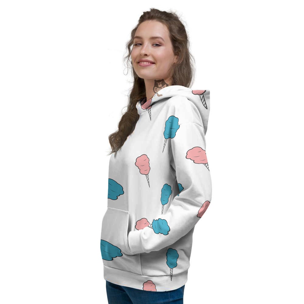 Cotton Candy Blue And Pink Print Pattern Women's Hoodie-grizzshop