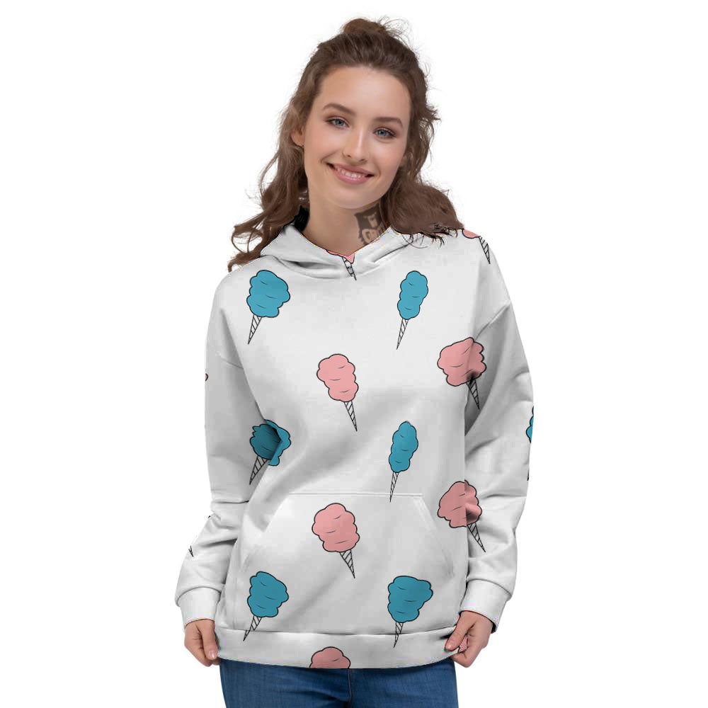 Cotton Candy Blue And Pink Print Pattern Women's Hoodie-grizzshop