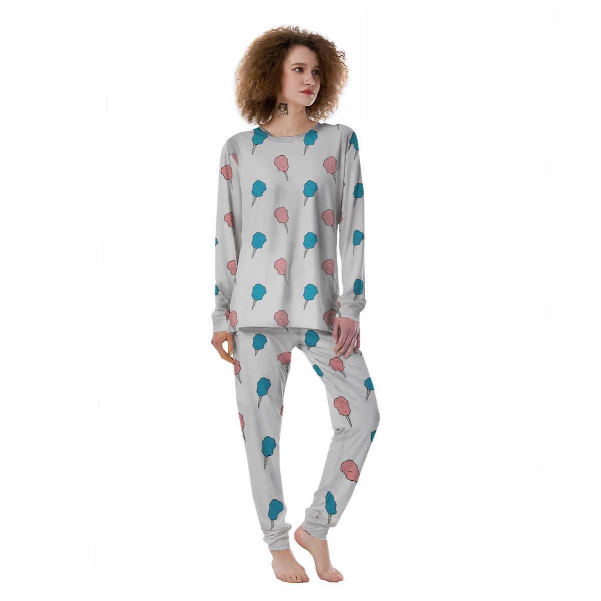 Cotton Candy Blue And Pink Print Pattern Women's Pajamas-grizzshop