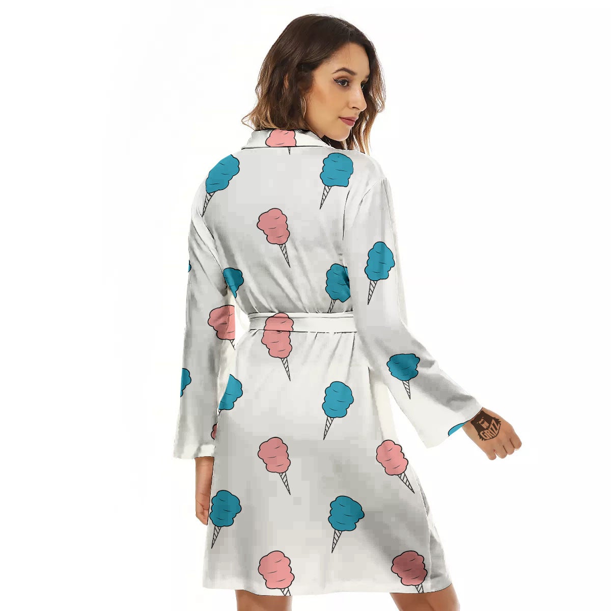 Cotton Candy Blue And Pink Print Pattern Women's Robe-grizzshop