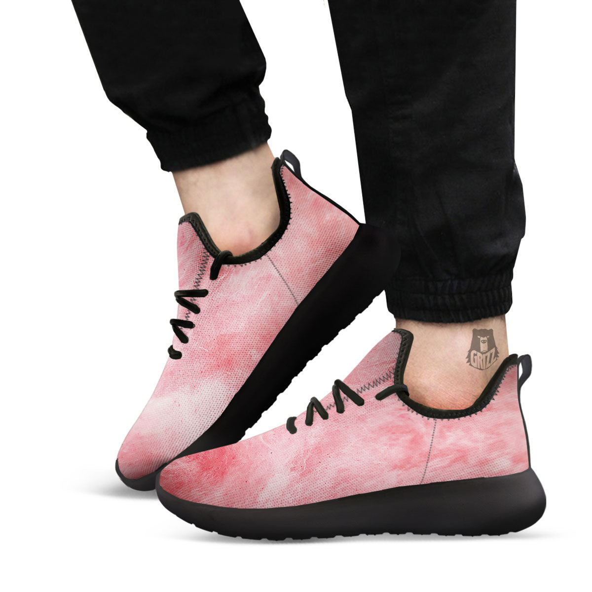 Cotton Candy Pink Print Black Athletic Shoes-grizzshop