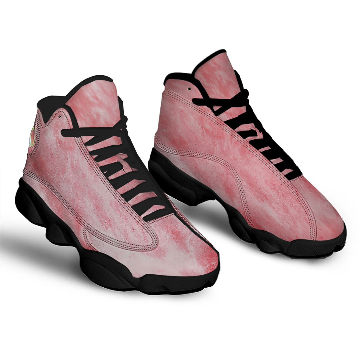 Cotton Candy Pink Print Black Basketball Shoes-grizzshop