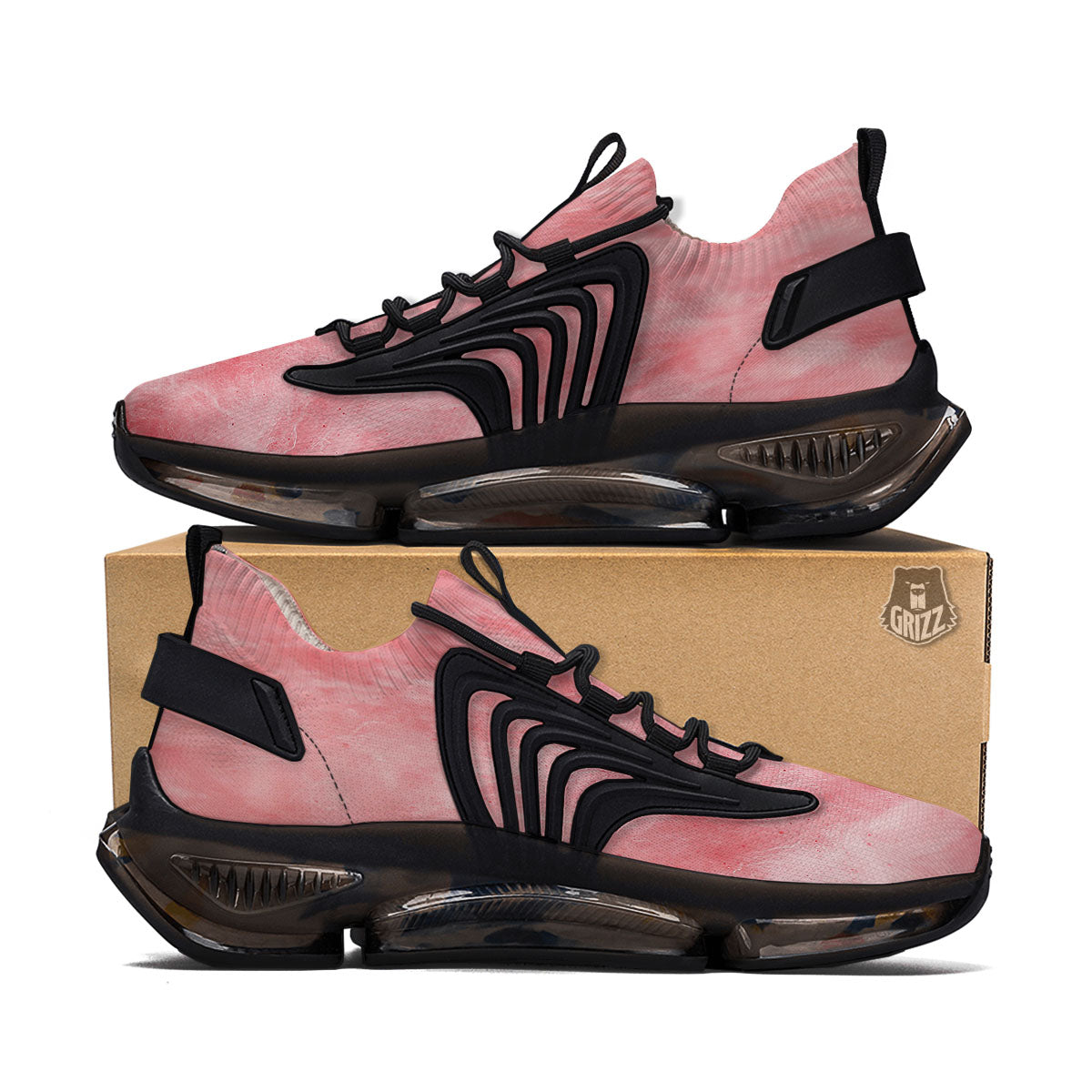 Cotton Candy Pink Print Black Gym Shoes-grizzshop