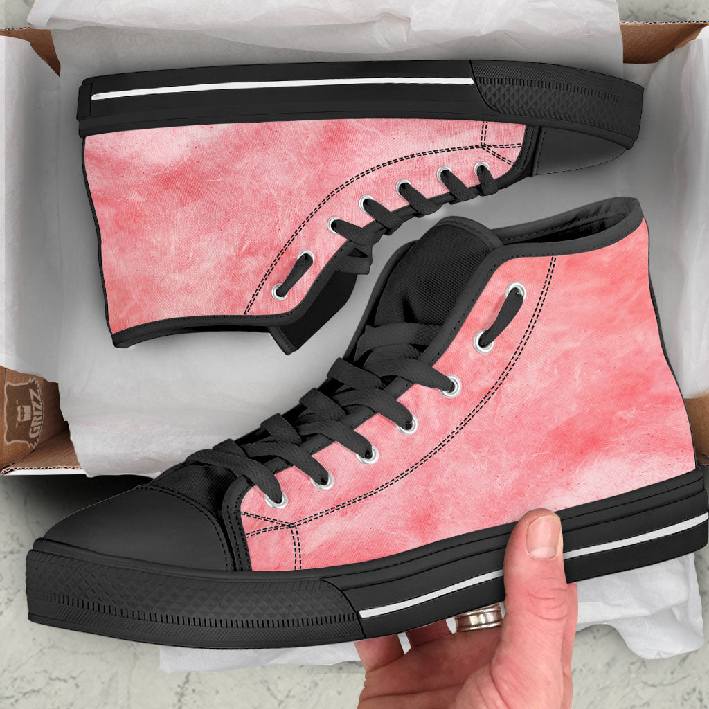 Cotton Candy Pink Print Black High Top Shoes-grizzshop