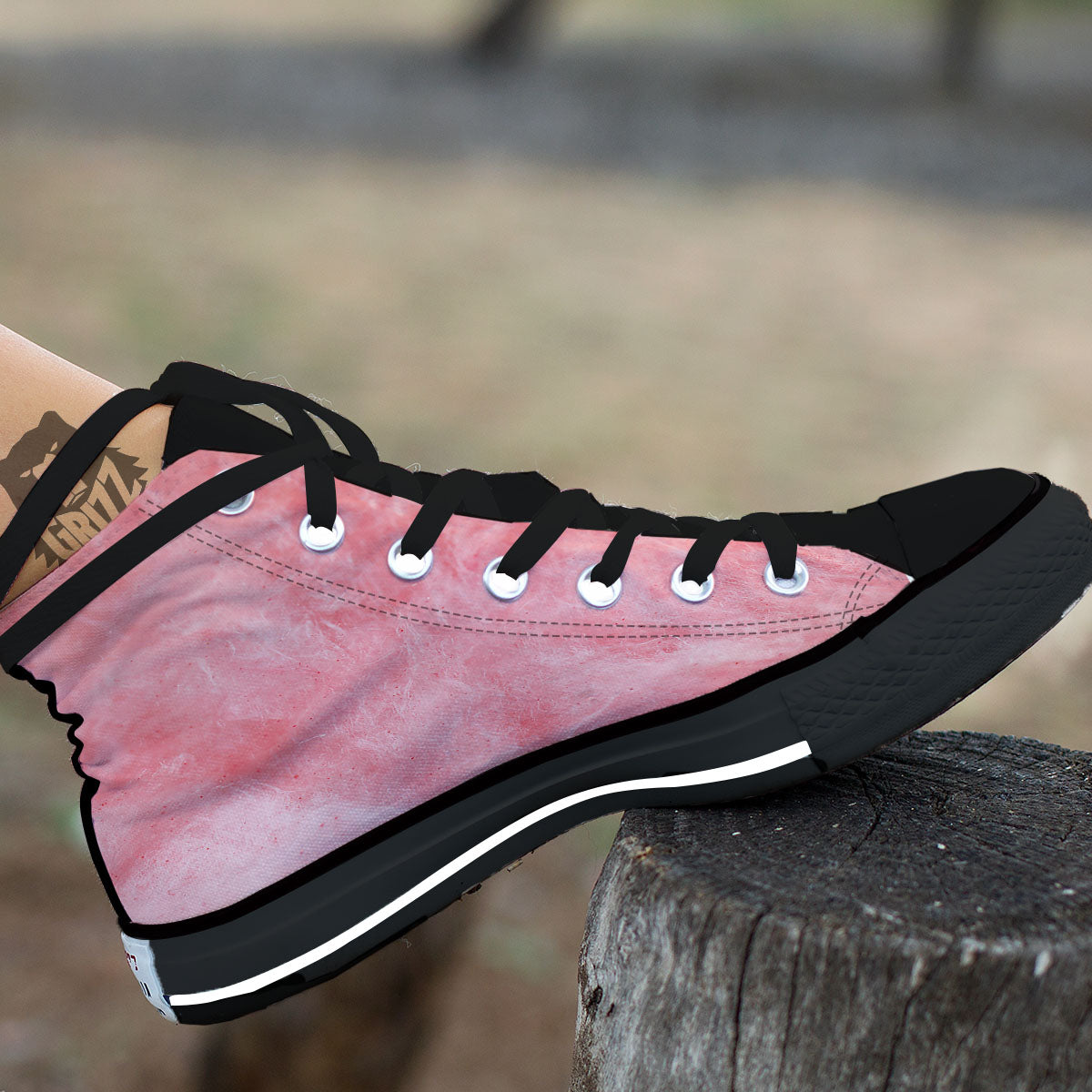 Cotton Candy Pink Print Black High Top Shoes-grizzshop
