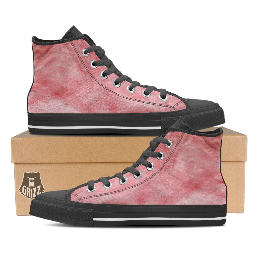 Cotton Candy Pink Print Black High Top Shoes-grizzshop