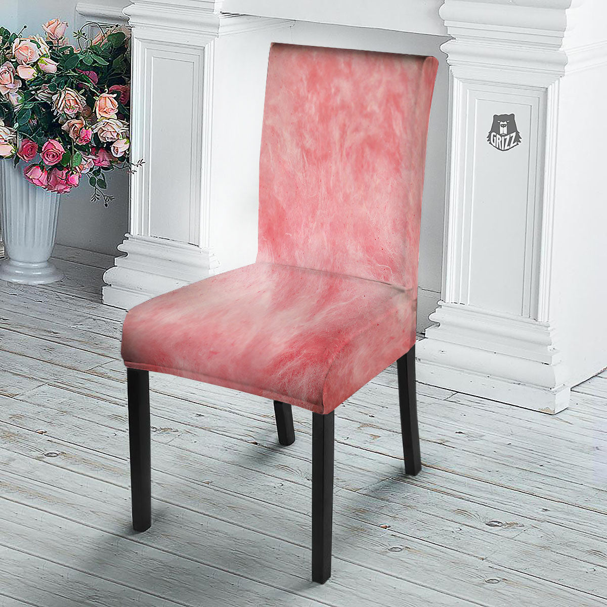 Cotton Candy Pink Print Dining Chair Slipcover-grizzshop