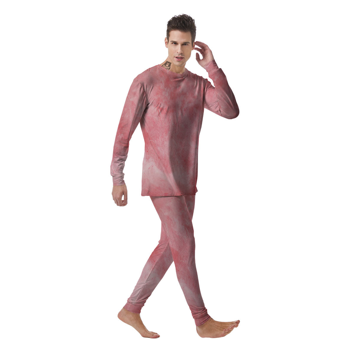 Cotton Candy Pink Print Men's Pajamas-grizzshop