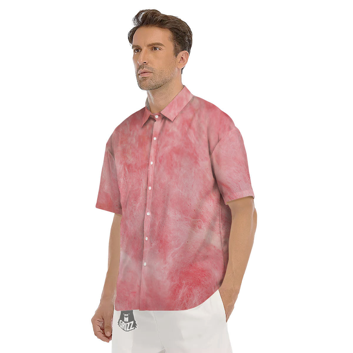 Cotton Candy Pink Print Men's Short Sleeve Shirts-grizzshop
