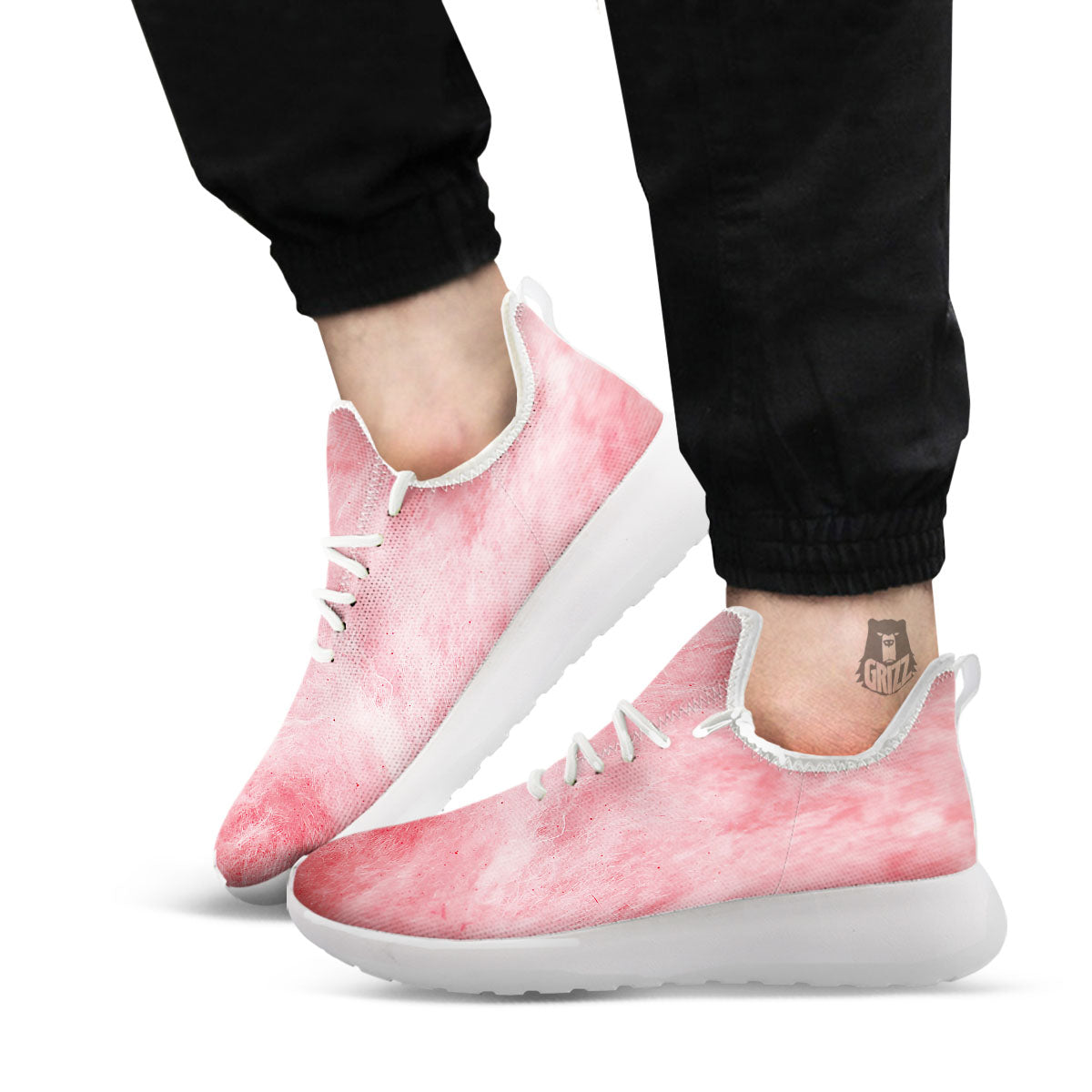 Cotton Candy Pink Print White Athletic Shoes-grizzshop