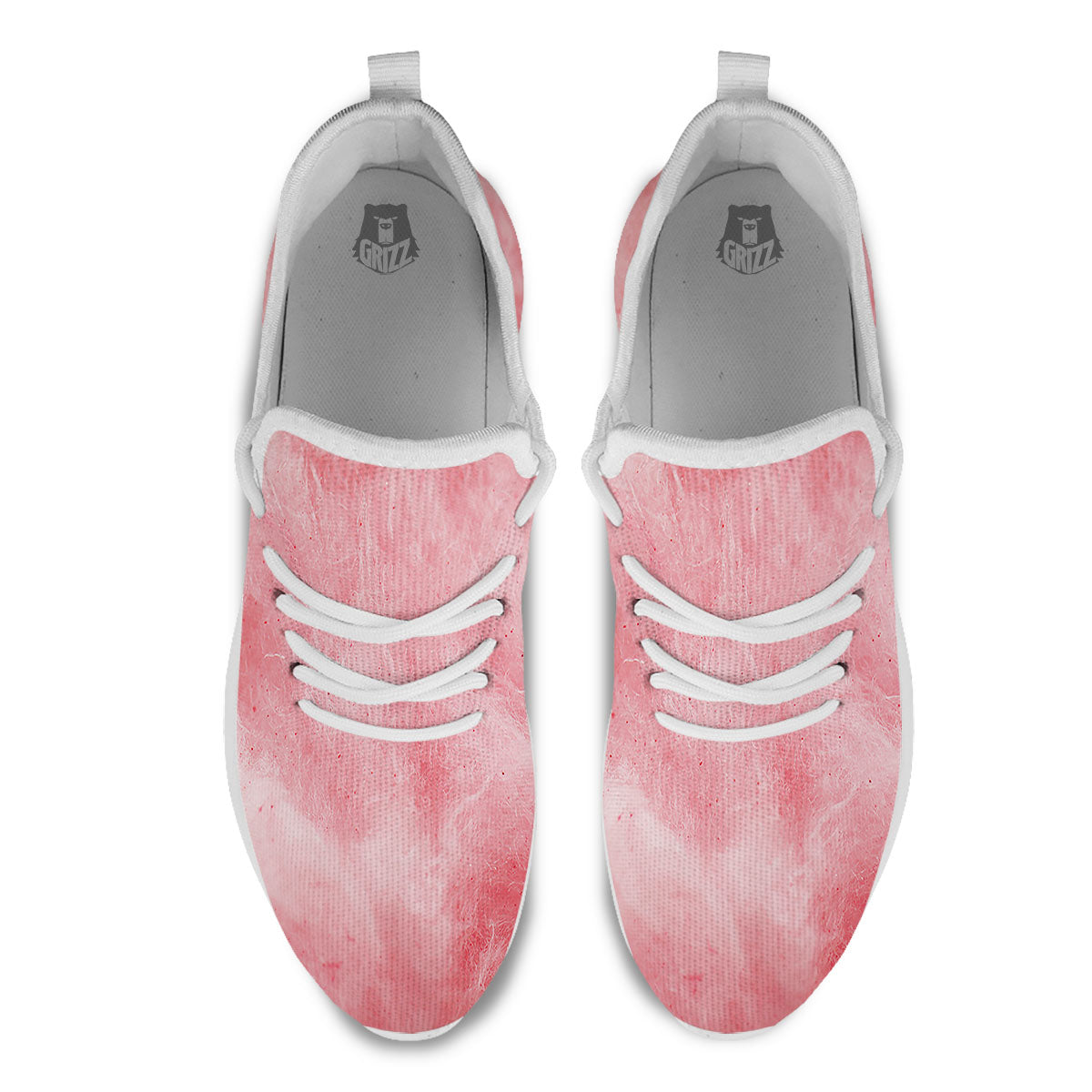 Cotton Candy Pink Print White Athletic Shoes-grizzshop