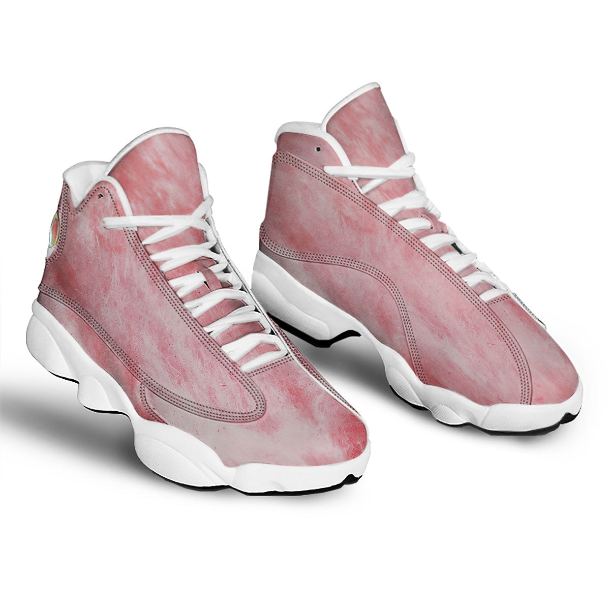 Cotton Candy Pink Print White Basketball Shoes-grizzshop