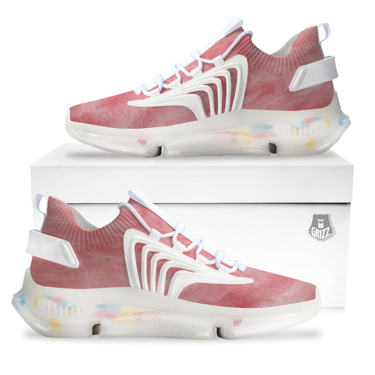 Cotton Candy Pink Print White Gym Shoes-grizzshop