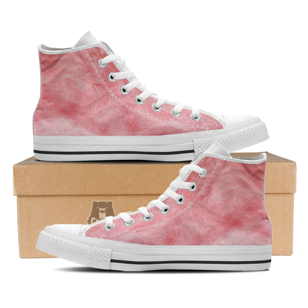 Cotton Candy Pink Print White High Top Shoes-grizzshop