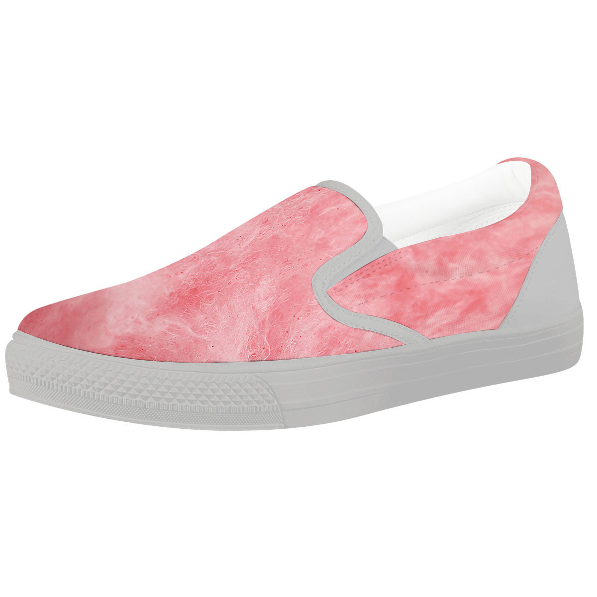Cotton Candy Pink Print White Slip On Shoes-grizzshop
