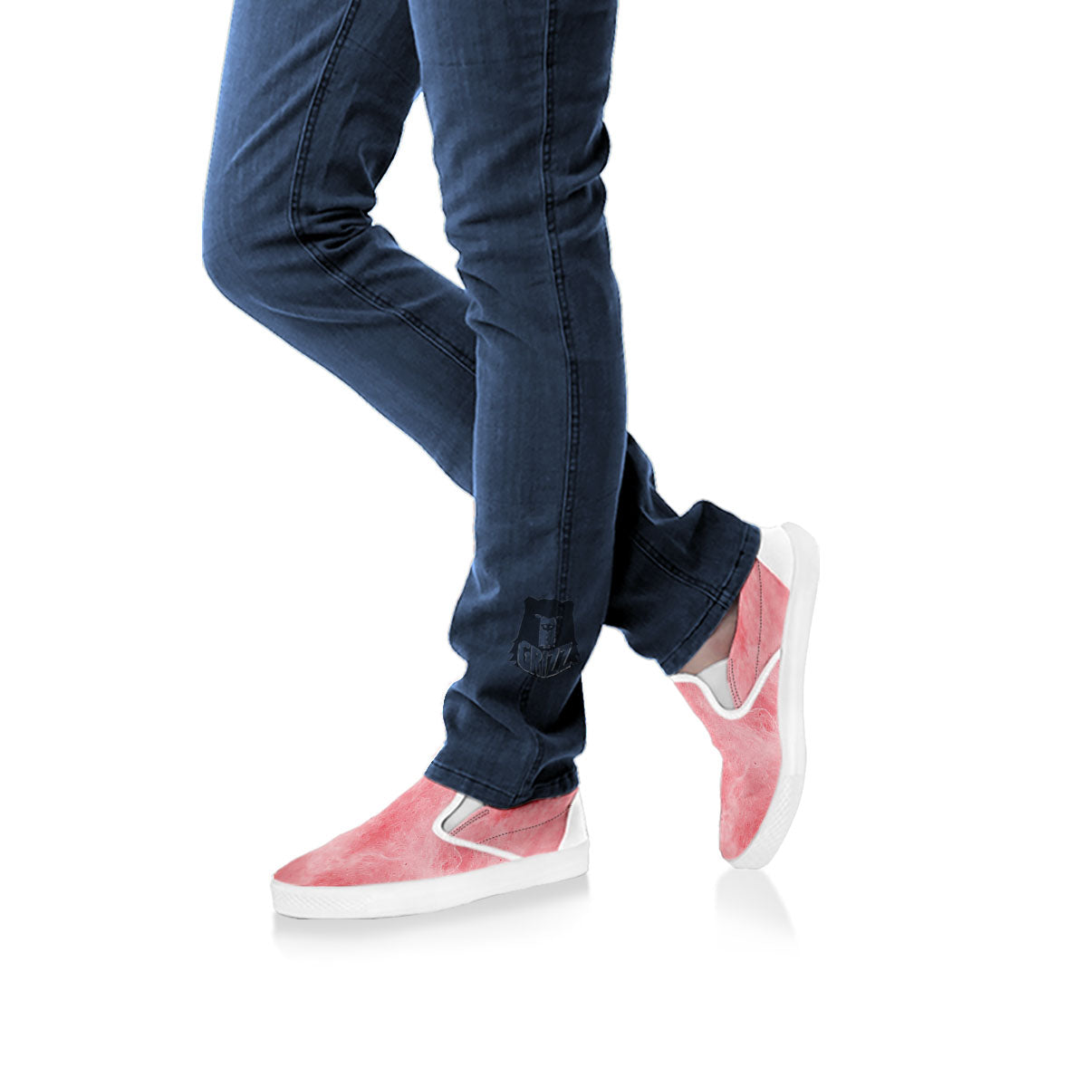 Cotton Candy Pink Print White Slip On Shoes-grizzshop